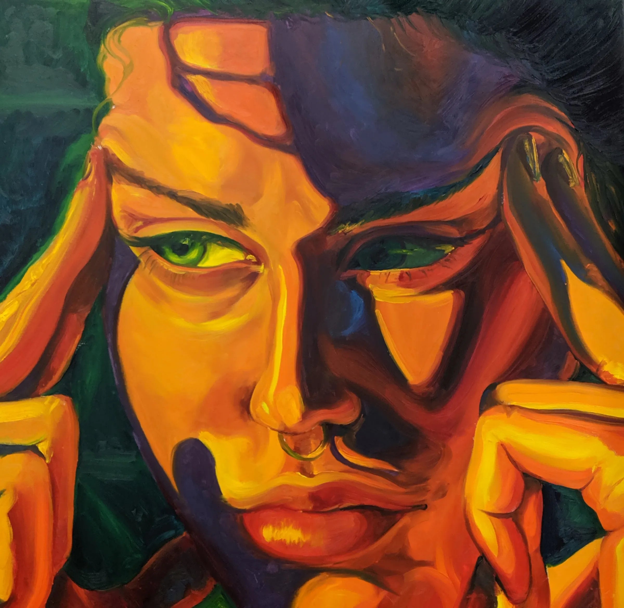 The Thinker, 36x36 Inch Original Painting
